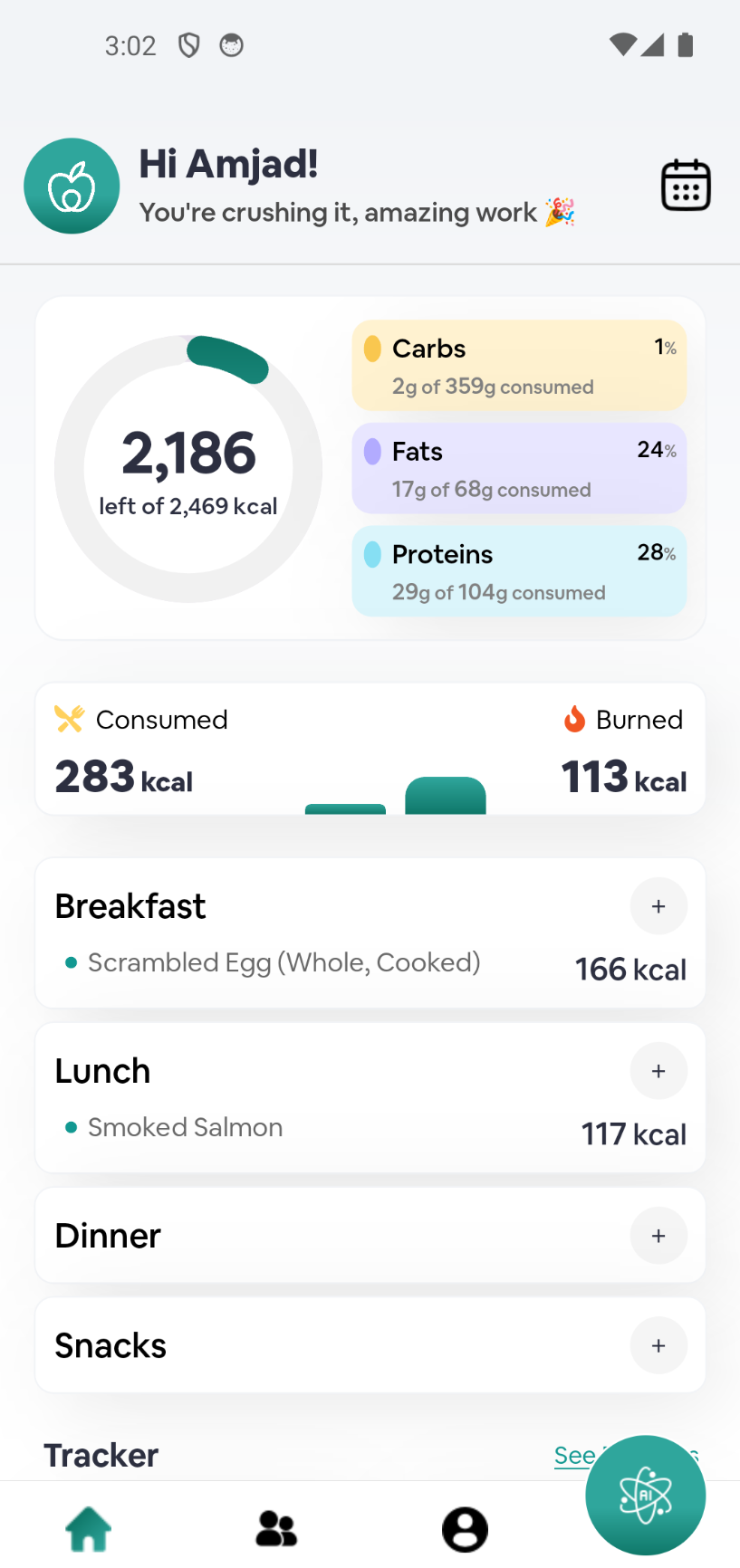 Progress tracking in DietiAI