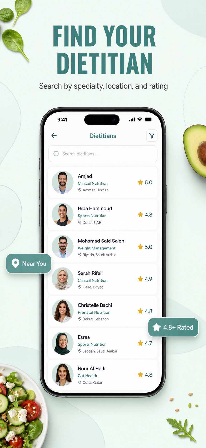 Browse dietitians by specialty and rating
