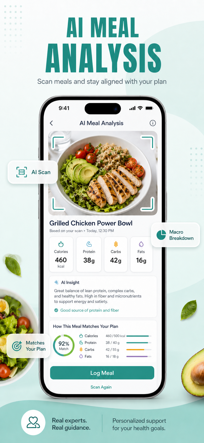 AI meal analysis aligned with nutrition plan